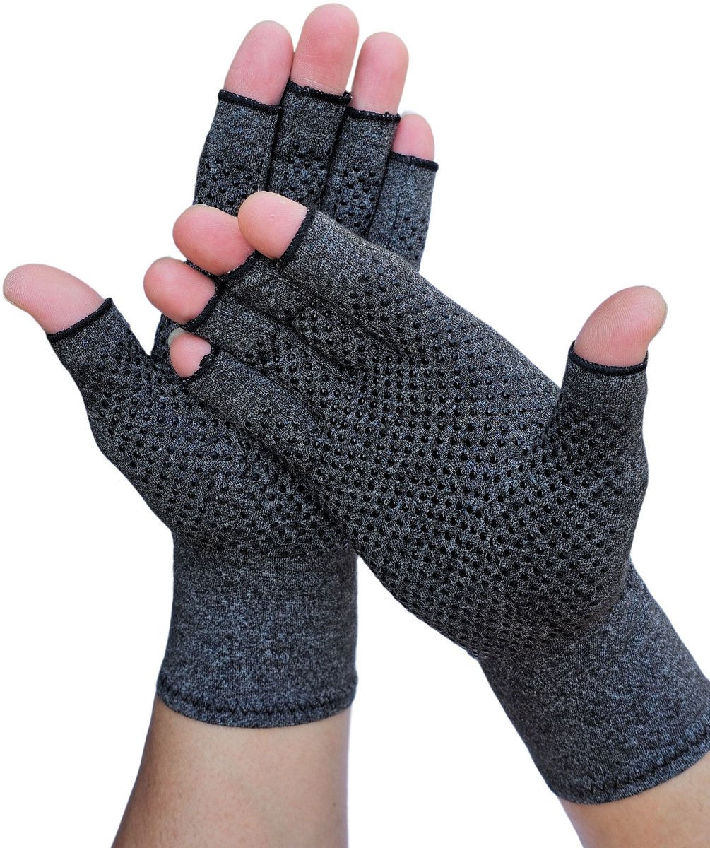 KANGKA® Reuma Therapeutische Handschoenen Maat XL - Compressie Handschoenen voor Artrose, Reuma, Artritis, RSI, CTS - Reuma Handschoenen voor Dames en Heren - Grijs