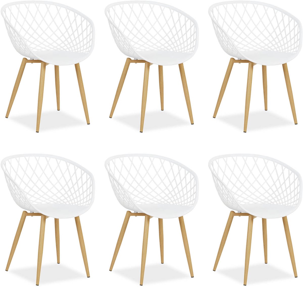 Homestyle4u Tuinstoelen - Set van 6 - Kunststof - Wit