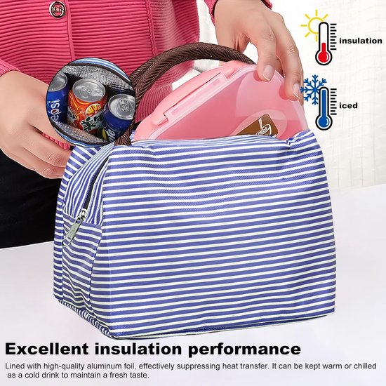 Set van 2 Thermal Bag - Kleine Lunchkoeler - Geïsoleerde Lunch Tas - Oxford Stof - Opvouwbare Lunchbox - School - Camping - Reizen - 23 x 17 x 13 cm van Merkloos — afbeelding 2