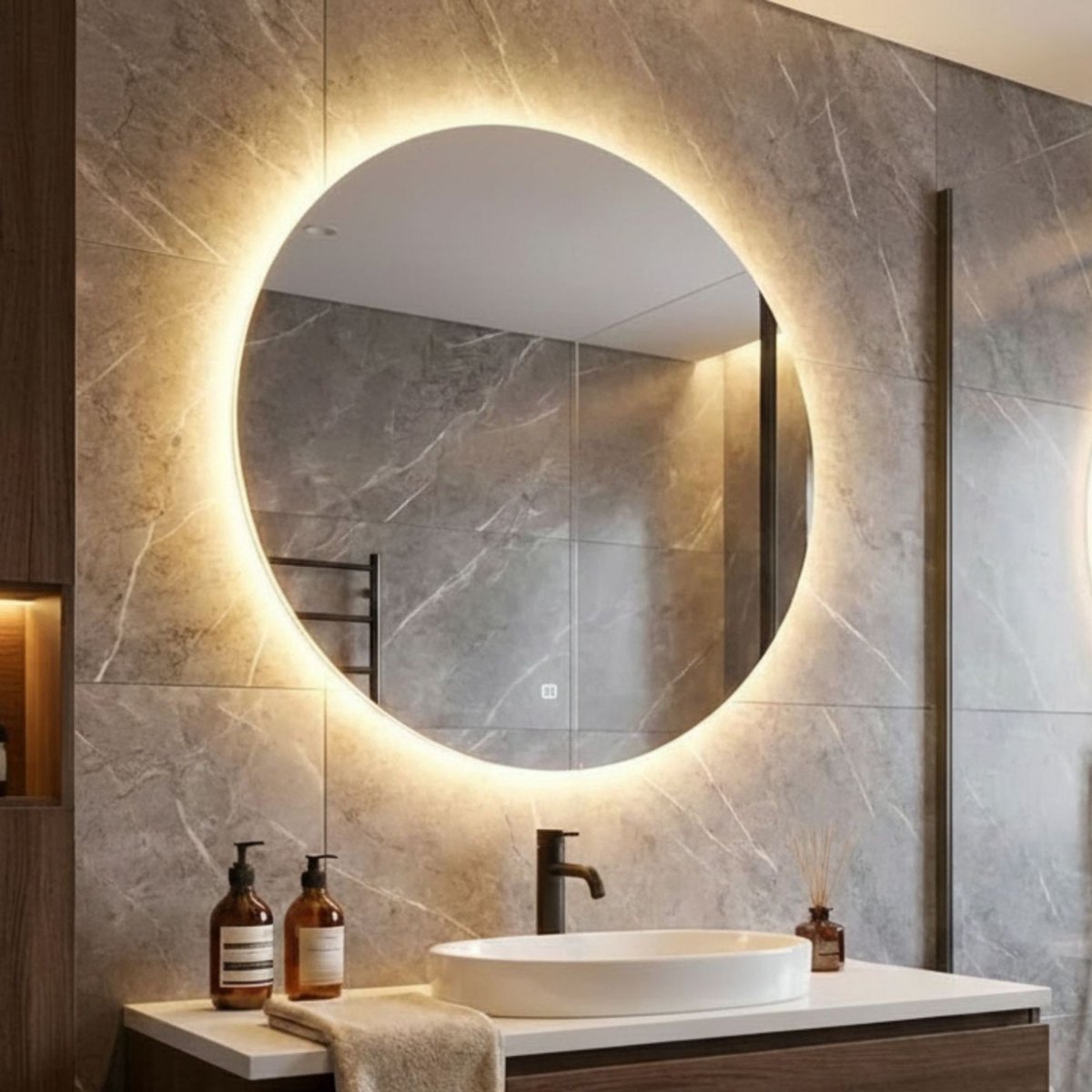 Ronde LED Badkamerspiegel met Verwarming & Anti-Condens | 100cm | Wandspiegel met Verlichting voor Douche en Badkamer