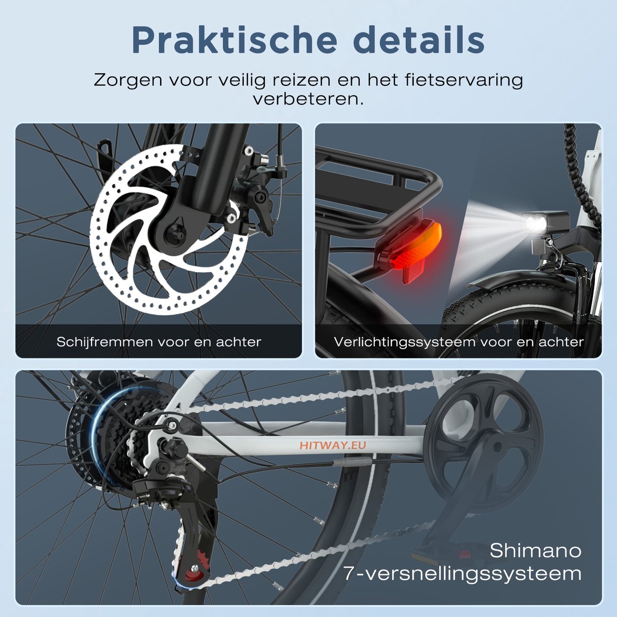 Hitway Elektrische Fiets BK27S - Trendy 28 Inch City Commuter EBike met Afneembare 36V 13Ah Lithium Batterij - Damesfiets - E-Bike met 250W Motor - 7 Versnellingen - IP54 Waterdicht - afbeelding 2