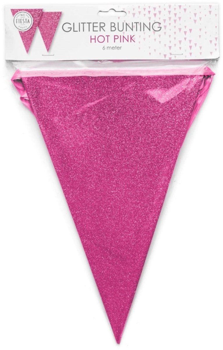 Glitter pink kartonnen vlaggenlijn slinger.