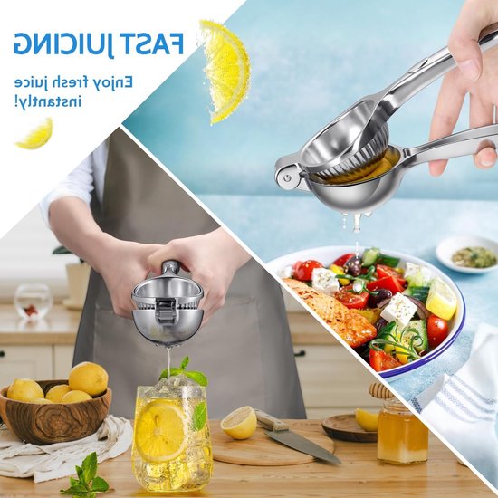 Allecto - Citruspers - Handmatige citroenpers - Robuuste kwaliteit - Zilver - Ideaal voor cocktails - Perfect voor citrusvruchten - Geschikt voor k... van Allecto — afbeelding 2