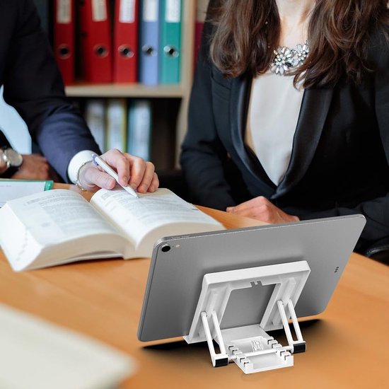 Verstelbare Tabletstandaard en Telefoonhouder voor 7-10 Inch Tablets en Smartphones, Geschikt voor iPad, Samsung Galaxy en Kindle Fire, Wit van Merkloos — afbeelding 4