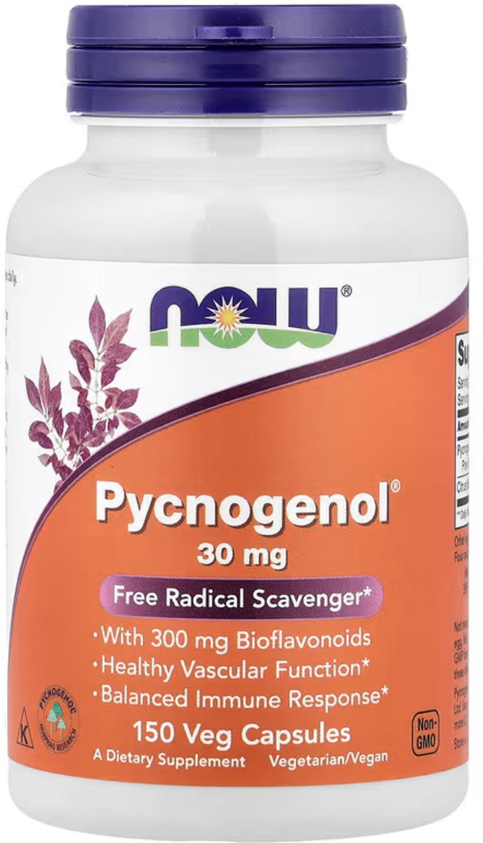 NOW Foods Pycnogenol 30 mg – 150 Vegetarische Capsules | Met Bioflavonoïden