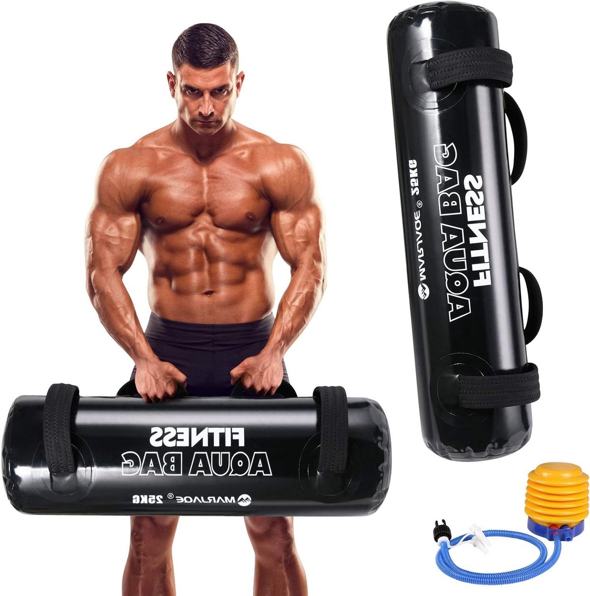 Verstelbare Waterzak voor Gewichtheffen, 25 kg Zandzak, Alternatieve Aqua Bag met Voetpomp voor Thuis Krachttraining en Powerlifting Oefeningen