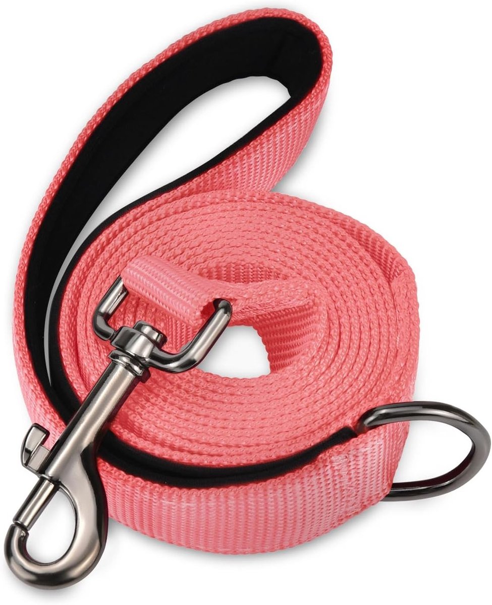Hondenriem Gevoerd - Hondenlijn Hondentuig - Veilig Wandelen - Verlicht Handdruk - 1.8m x 2.5cm - Babyroze