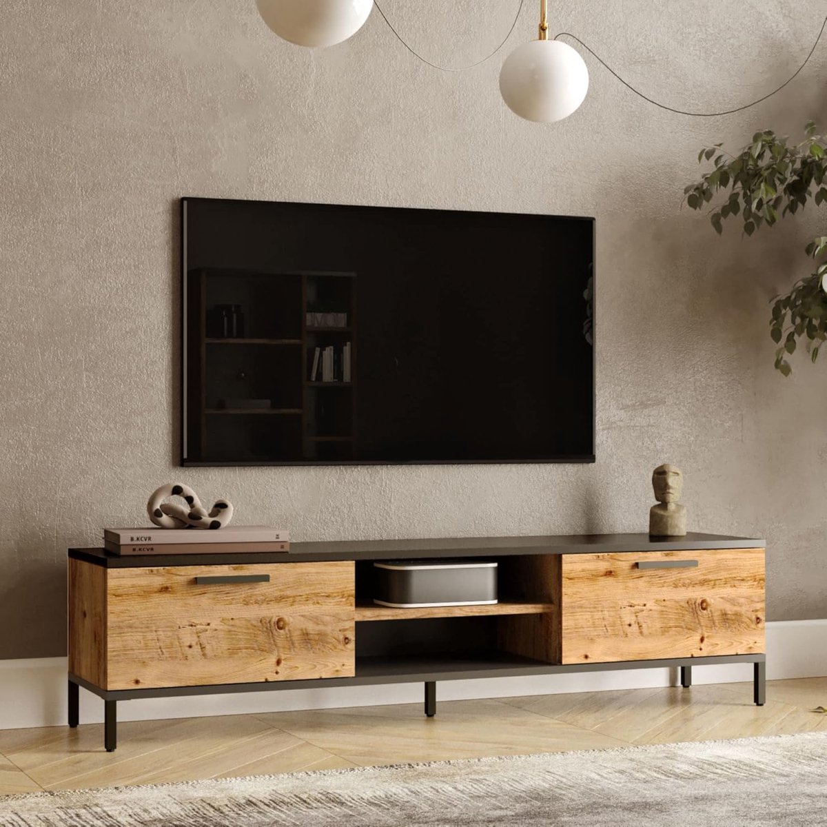 Lempäälä Industrieel TV-Meubel 160 cm Eiken Rustiek & Antraciet 160x35x39 cm