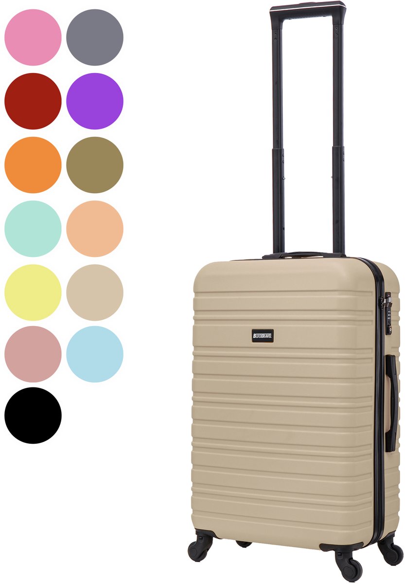 BlockTravel® Handbagage Koffer 39L - Trolley Handbagage 58cm - Afneembare Wielen - TSA-slot - Lichtgewicht Reiskoffer met Wielen - 4 Spinner Wielen - Champagne