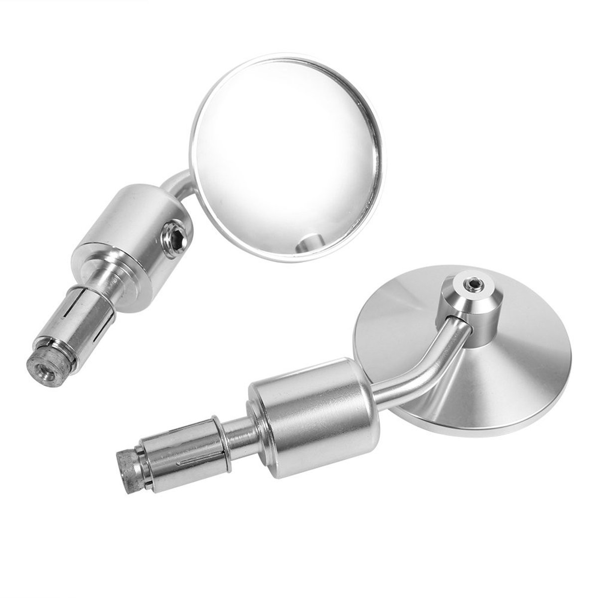Dailygoods - Dailygoody - Chrome Bar End Spiegels - Motorfiets Spiegels - Aluminium - Zilver - Achteruitkijkspiegels - Geschikt voor 7/8 inch Stuur - 1 Paar