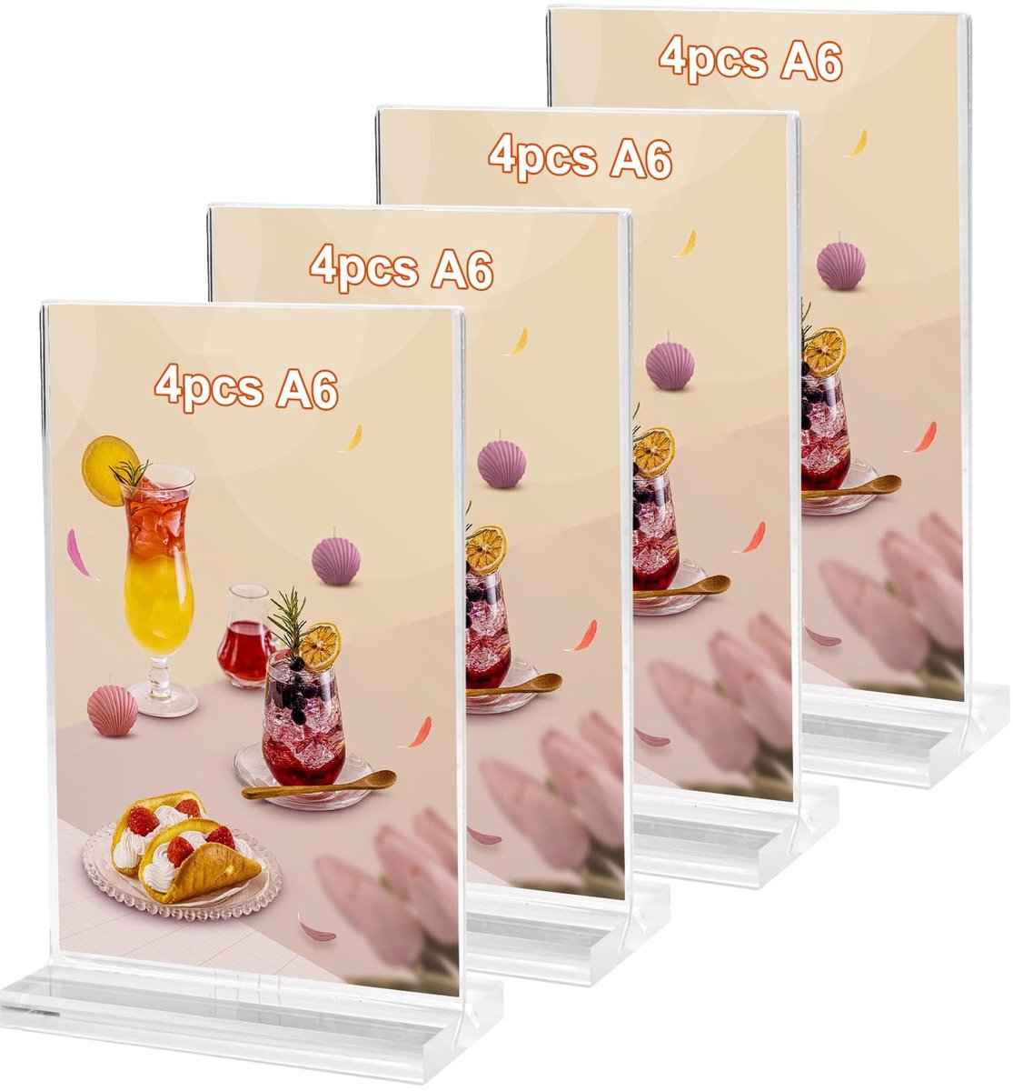 Dailygoods - Dailygoody - A6 Tafelmenuhouders - Transparante Acrylstandaard - Duurzaam en Krasbestendig - 15 x 10 cm - Voor Restaurants en Winkels - Dubbelzijdige