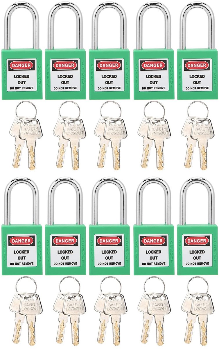 Dailygoods - Cosensi - Dailygoody - Tagout Lock - Industriële Veiligheid - Duurzaam - Groen - Sleutels - Ideaal voor Engineering - 10 Sets met 20 Vervangende Sleutels