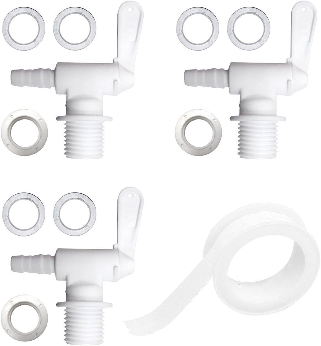 Dailygoods - Dailygoody - Plastic Tapset - Waterdispenser - 3 stuks - Reserve Taps - Geschikt voor Drankdispenser - Wit