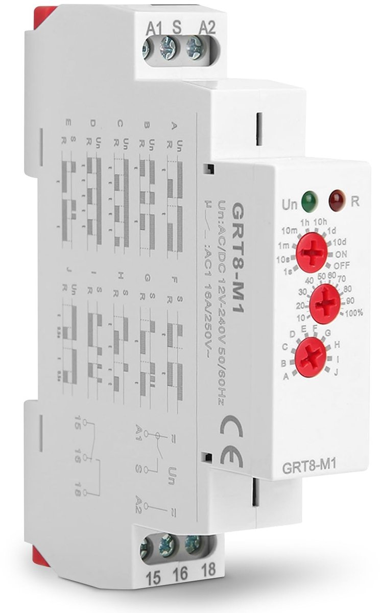 Dailygoods - Dailygoody - Multifunctionele Tijdvertraging Relay - AC en DC - DIN Rail Montage - 12V tot 240V - Betrouwbaar - Energiebeheer - Elektronische schakeli