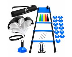 Voetbal Trainingsmateriaal Set – Speedladder, Parachute, Pionnen & Weerstandsbanden – Complete Voetbal Training Set – Performance Pro