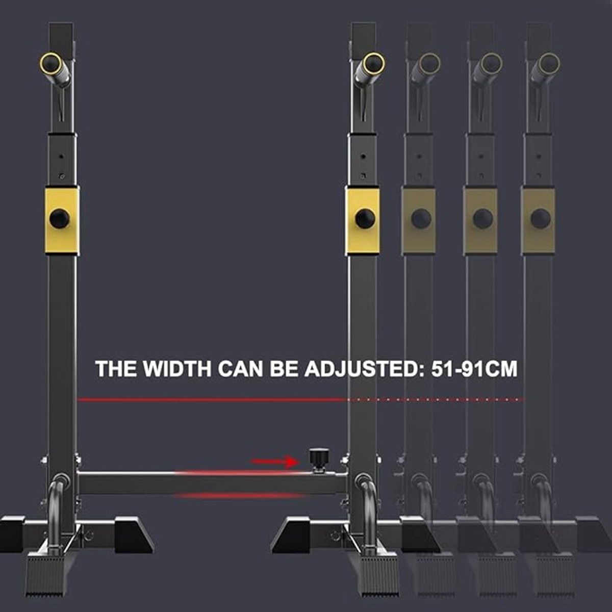 ProLift Verstelbare Squat Rack & Halterstandaard voor Thuis Gym – Multifunctioneel Bankdruk Rek & Fitness Power Rack – Stalen Constructie – Compact Formaat 88x58x(90-140 cm) – Geschikt voor Krachttraining & Thuis Fitness