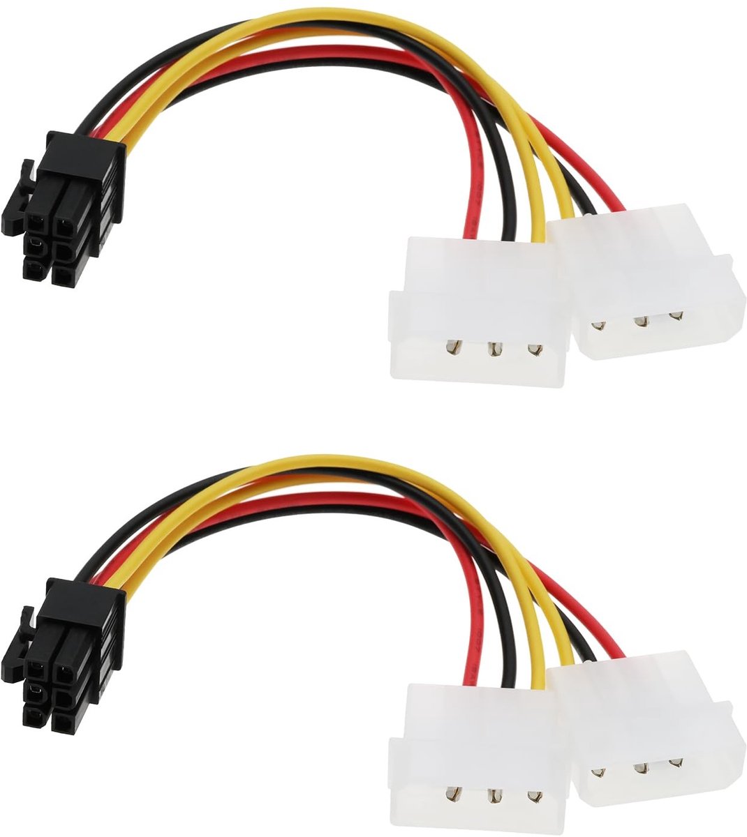 Dailygoods - Dailygoody - PCI-E Voedingskabel - 6-pins naar Dubbel 4-pins - Ideaal voor Grafische Kaarten - 15 cm - Geschikt voor PC - Adapter kabel