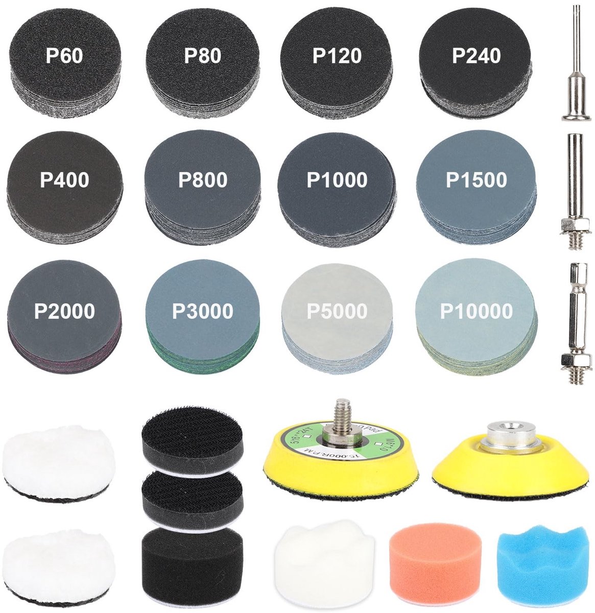 Dailygoods - Dailygoody - Schuurdiscs Set - 193-delige Set met Polijstadapter - Voor Auto, Hout, Metaal - DIY Gereedschap - Geschikt voor Diverse Oppervlakken - In...