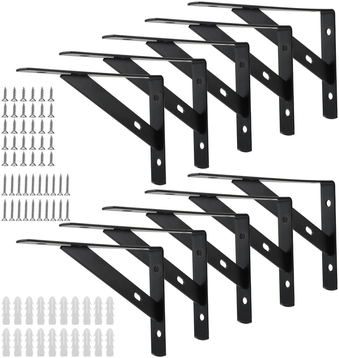 Dailygoods - Dailygoody - Plank Ondersteuning Beugel - Driehoek Planksteun - 10 Stuks - Zwart - Plankbeugel voor Boekenplank - Geschikt voor Kast - 6 Inch