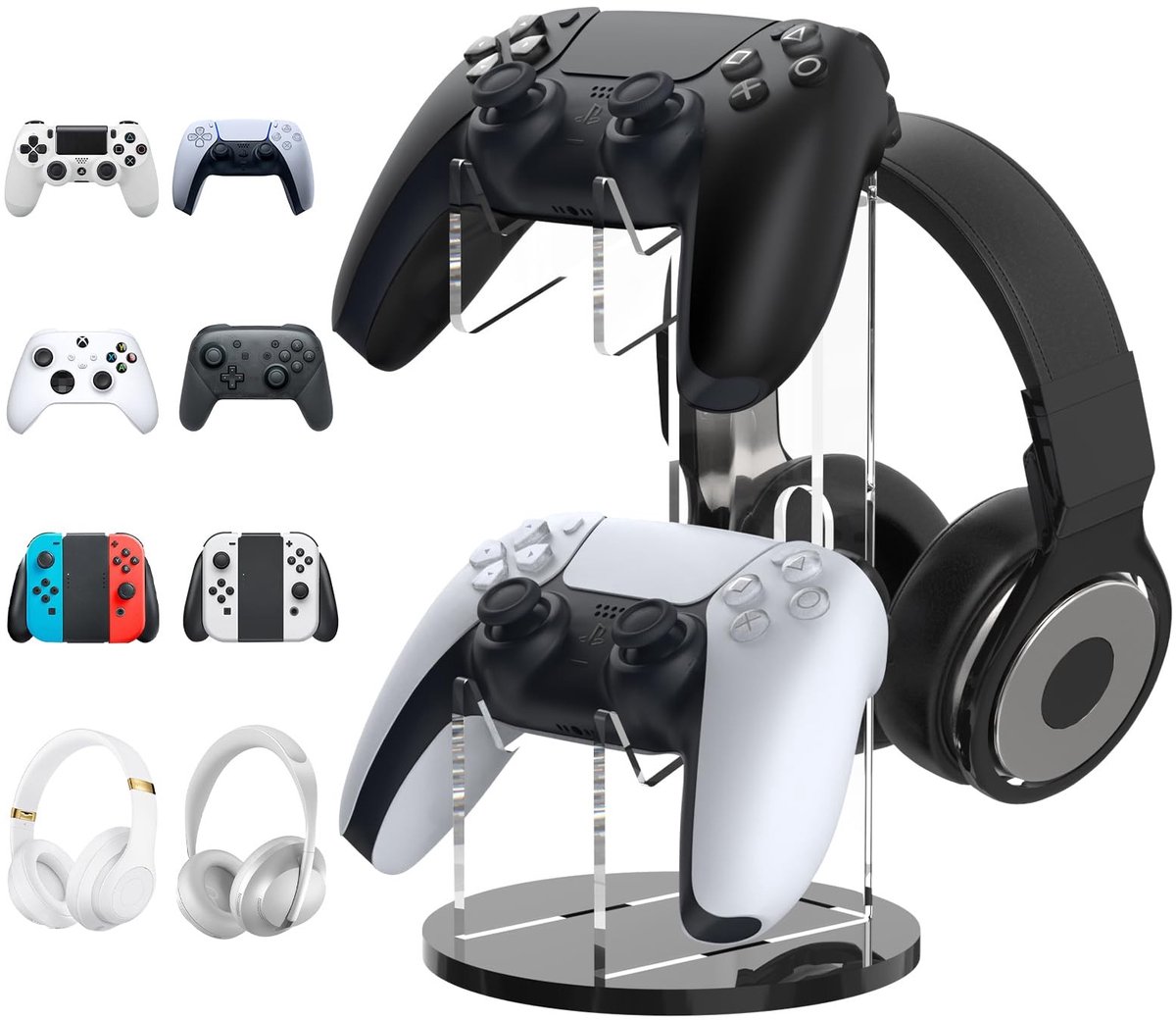 Dailygoods - Dailygoody - Universele standaard - Gamepad en hoofdtelefoonhouder - 2-in-1 organizer - Zwart - Gamingaccessoires - Geschikt voor PS5 en Xbox - Ideaal