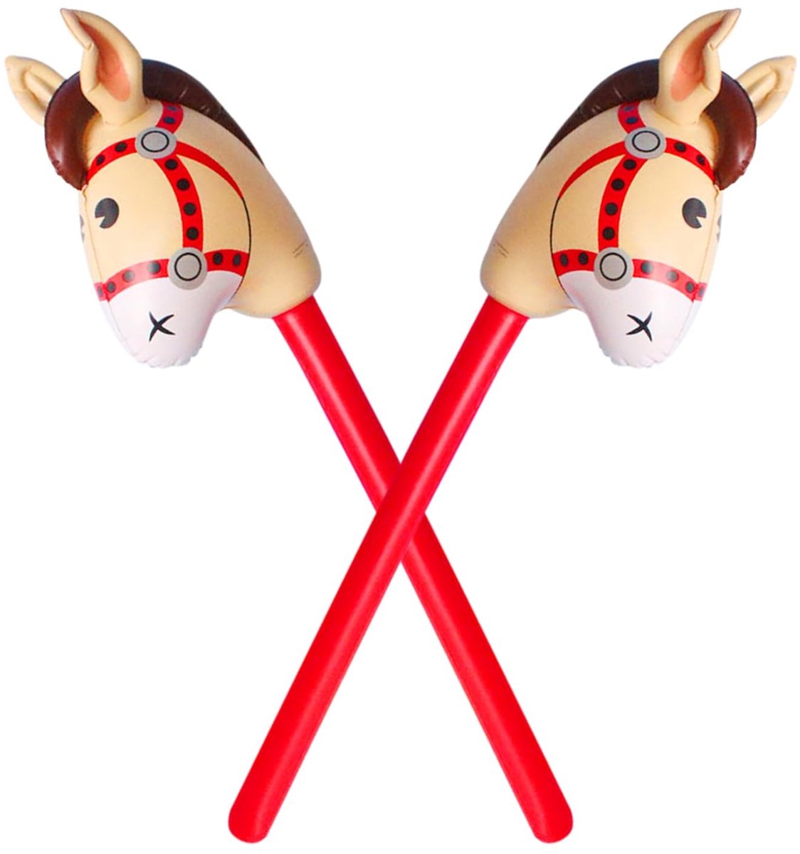 Dailygoods - Dailygoody - Opblaasbare paardenhoofdstaven - Paardenracespel - Feestdecoratie - Rood - Cowboyballonnen - Kinderspeelgoed - 2 stuks
