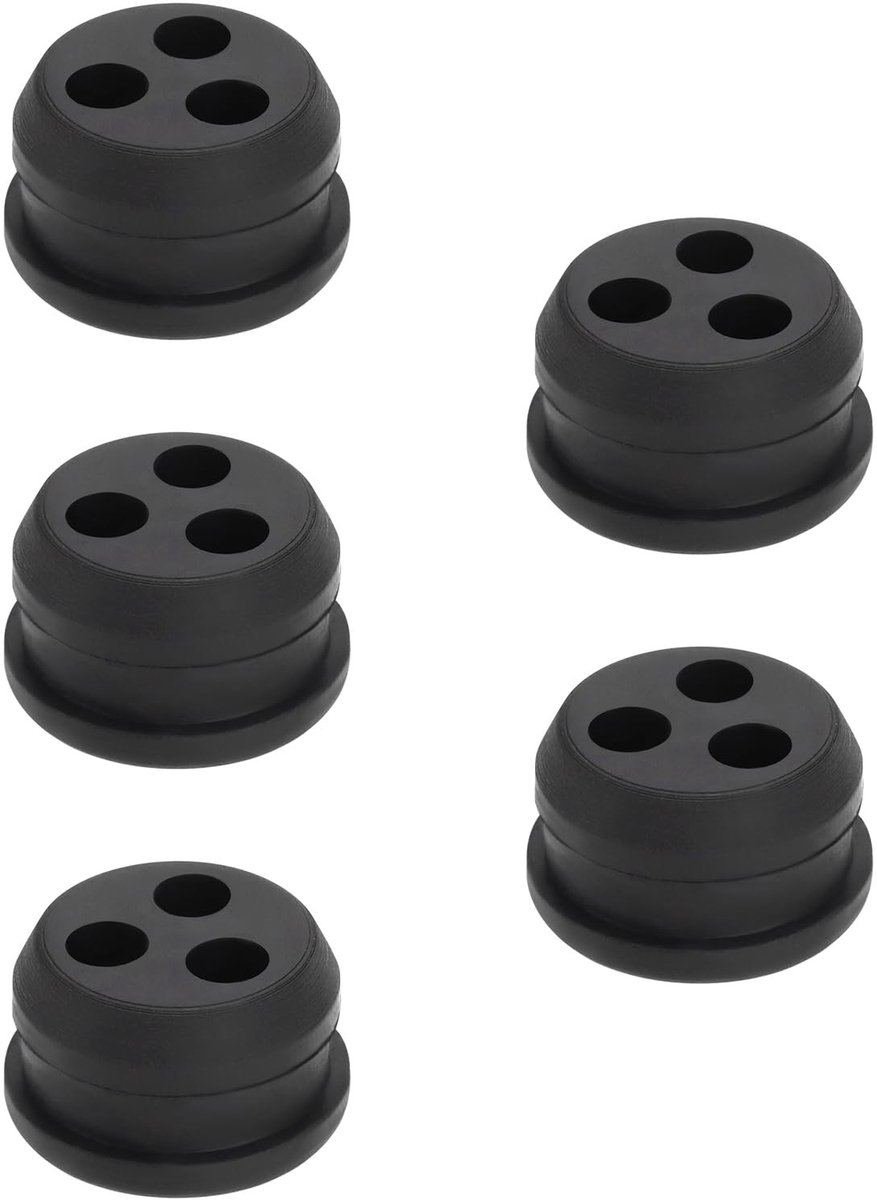 Dailygoods - Dailygoody - Brandstoftank Doorvoertule - 3 Gat Grommet - Zwart - Brandstofleiding Vervangdeel - 5 Stuks