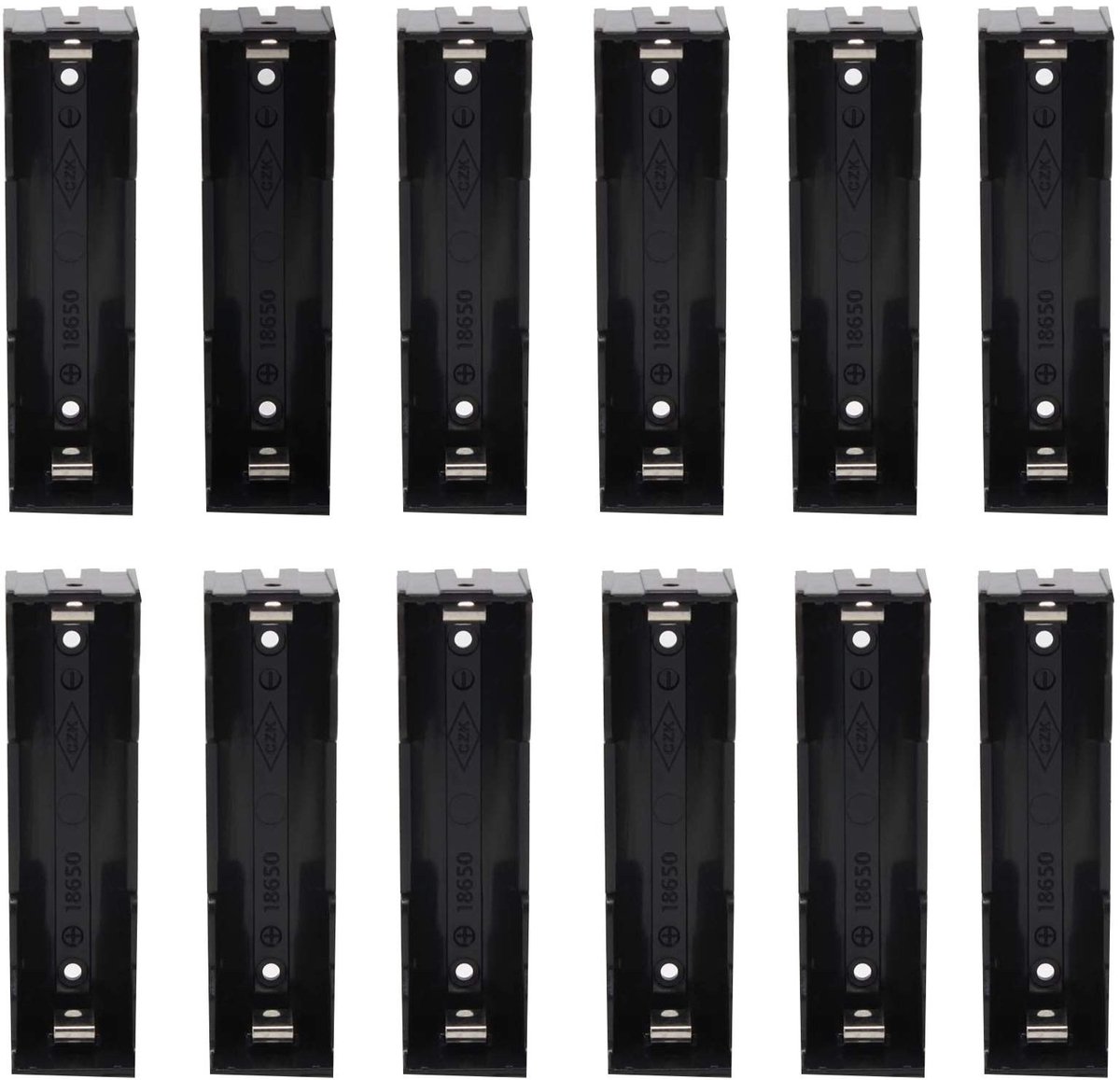 Dailygoods - Dailygoody - 18650 batterijhouder - kunststof batterijafdekking - 12 stuks - opbergdoos met 2 pins - veilig en duurzaam - geschikt voor dagelijkse geb...