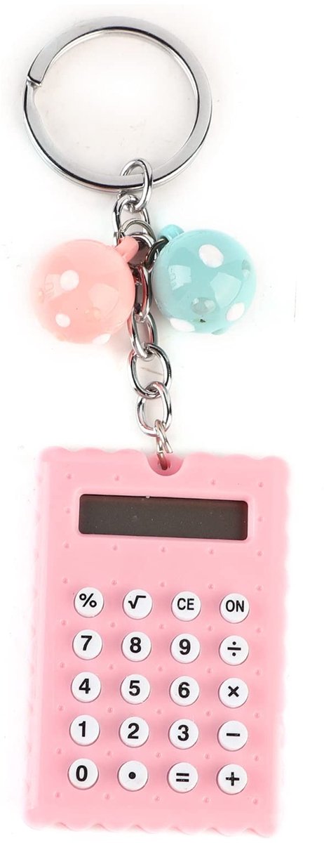 Dailygoods - Dailygoody - Sleutelhanger Calculator - Mini Rekenmachine - Handig voor Kinderen - Roze - Pocketformaat - Leuk en Praktisch - Geschikt voor Studenten