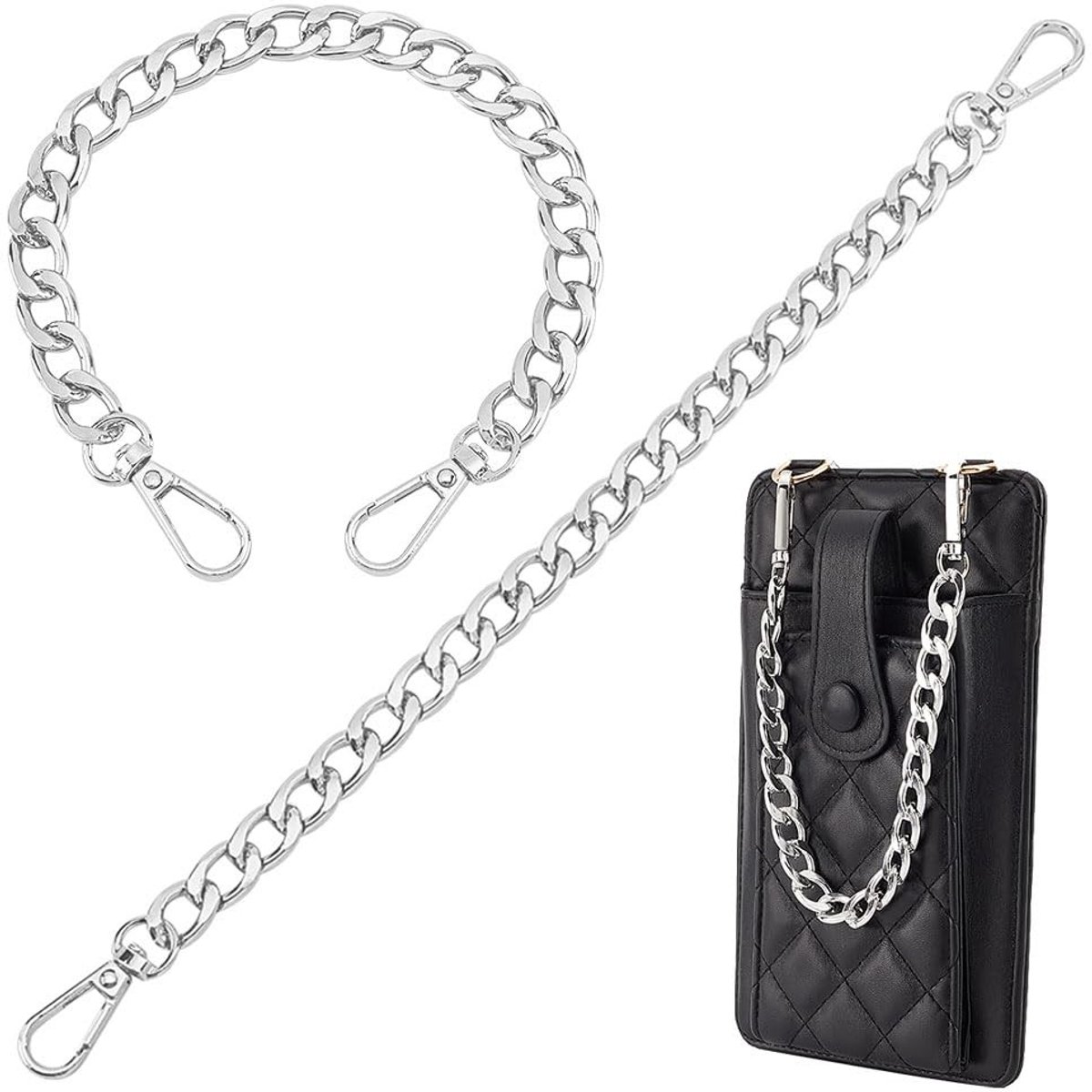 Dailygoods - Dailygoody - Portemonnee Extender - Ketting Strap - Zilver - Metalen Tas Strap - DIY Accessoire voor Handtassen - Crossbody Tas