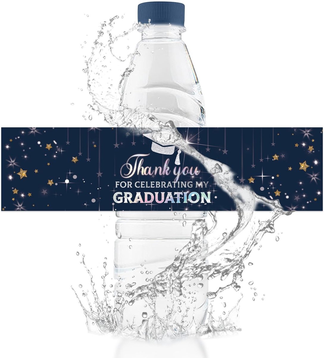 Dailygoods - Dailygoody - Afgestudeerden Waterfles Labels - Bedankjes - 50 Stuks - Ideaal voor Afstuderen - Persoonlijke Stickers - Voor Feestjes - A4 Formaat