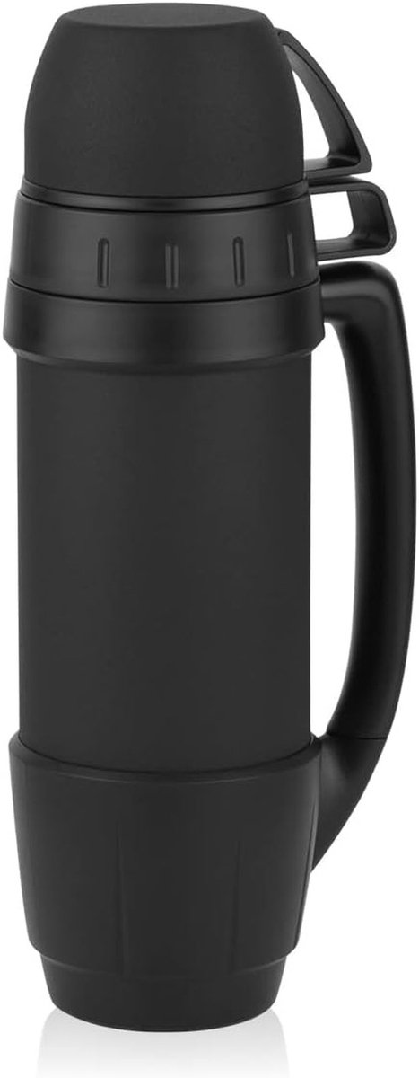 Thermoskan 1 2 Liter met 2 Bekers - Lekvrije RVS Thermosfles - Dubbelwandige Geïsoleerde Drinkfles - Premium Isolatiefles voor Koffie Thee Warme en Koude Dranken - Robuuste Thermoskan voor Reizen Camping Werk en Outdoor