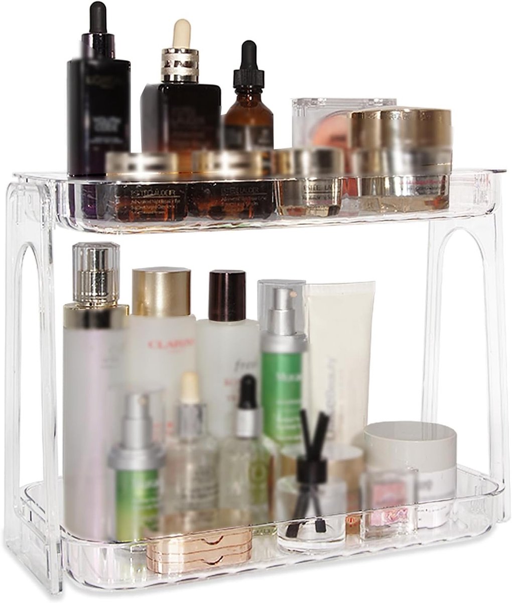 Cosmetica Organizer met 2 Niveaus voor Make-up en Sieraden - Transparante Opbergoplossing voor de Kaptafel