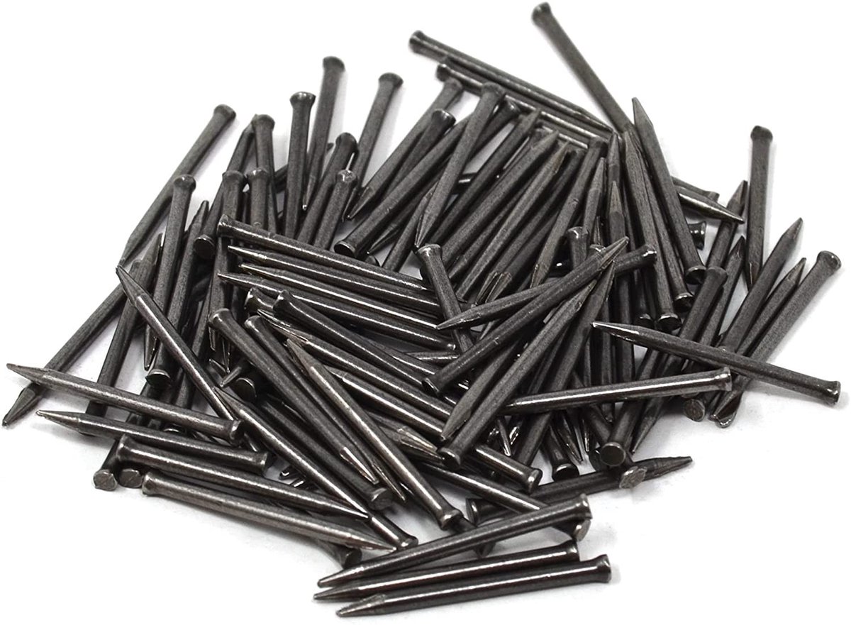Dailygoody - Stalen pennen - 100 stuks - 1,5 x 30 mm - Platte kop - Ideaal voor bevestigen - Grijs - Perfect voor klussen