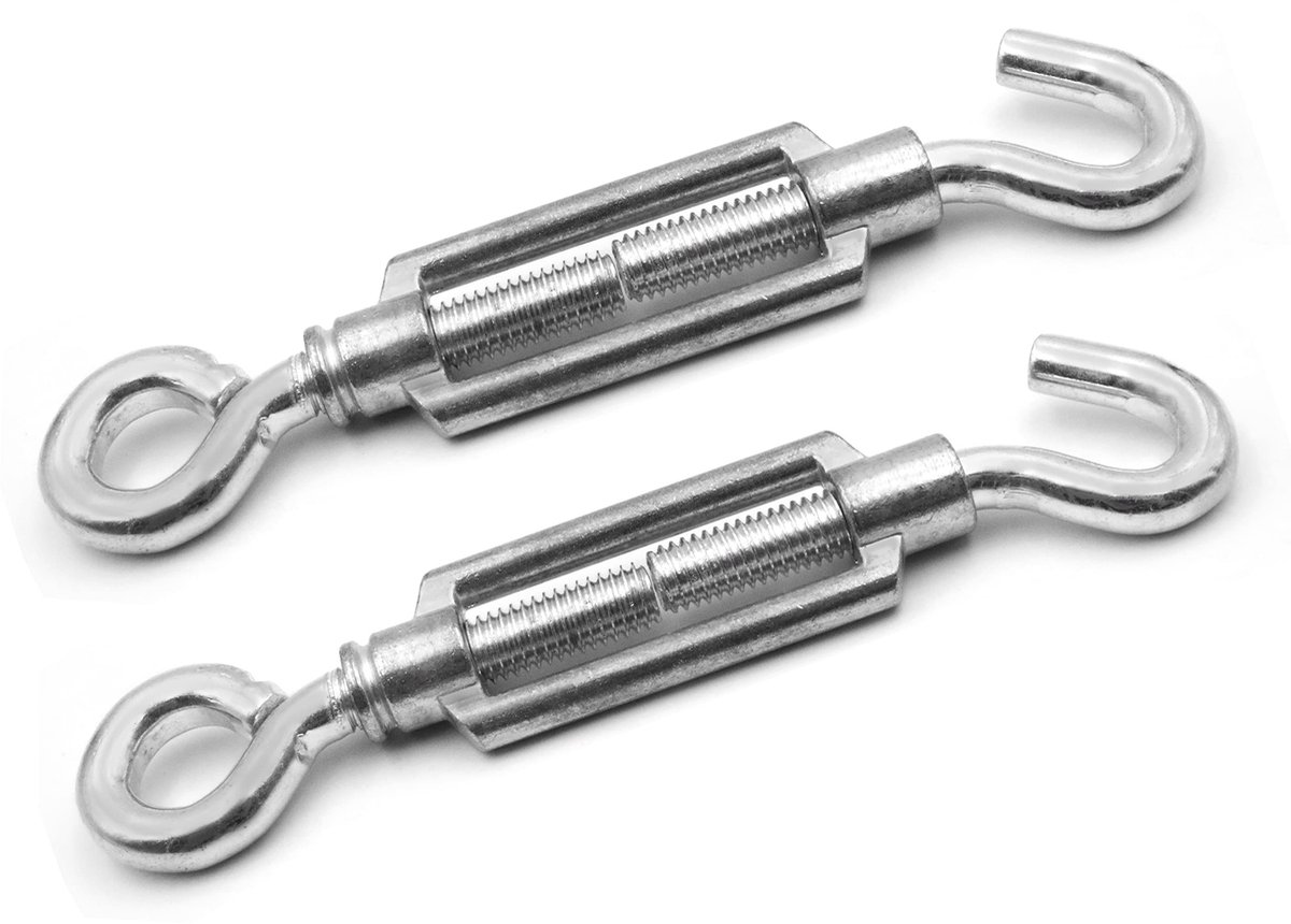 Dailygoody - Design Spansloten - Draadspanners - Corrosiebestendig - Zilver - Haken en ogen - Geschikt voor hekken en touwen - M8 x 70 mm