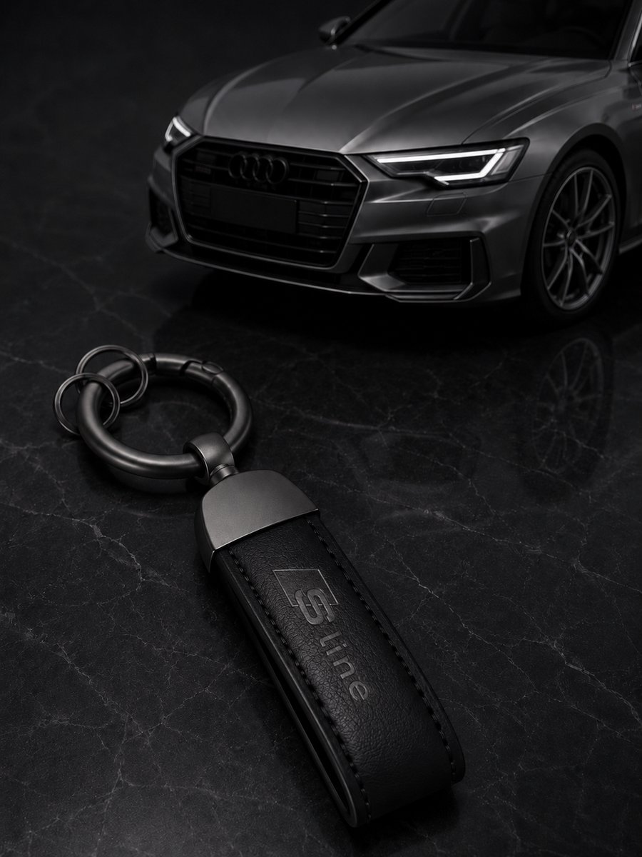 Sleutelhanger alkantara geschikt voor Audi S-line - Premium Metaal – Hoge Kwaliteit Set | High Quality Keychain | Porte-Clés Haute Qualité
