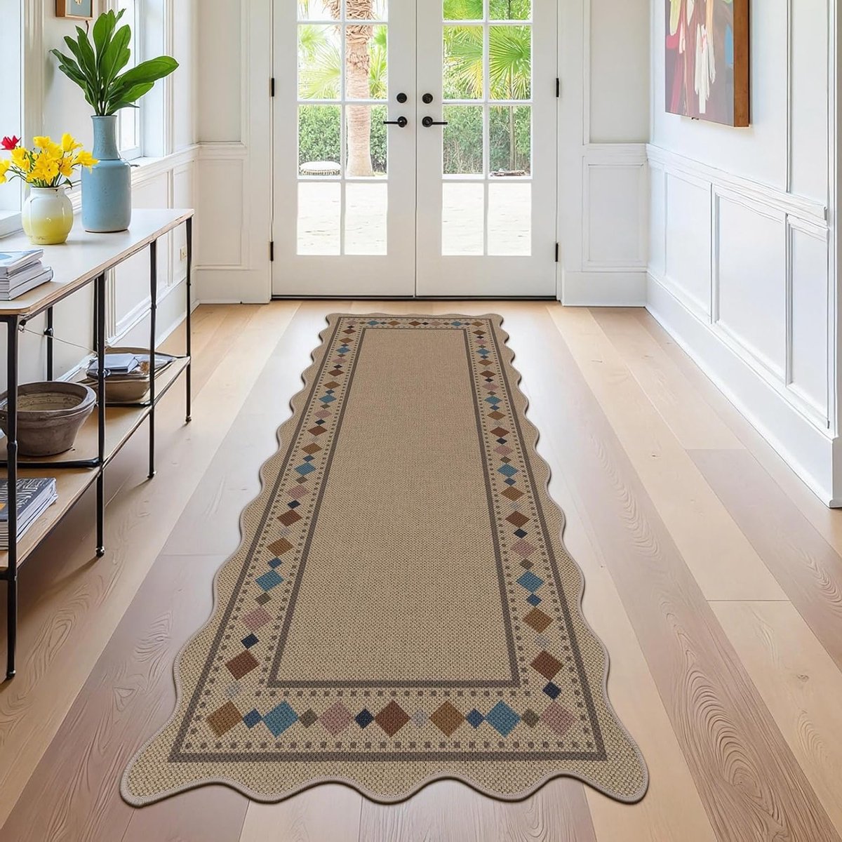 Hallway Runner 80 x 200 cm - Antislip Wasbare Loper voor Hal, Keuken en Entree in Bruin/Kleurrijk
