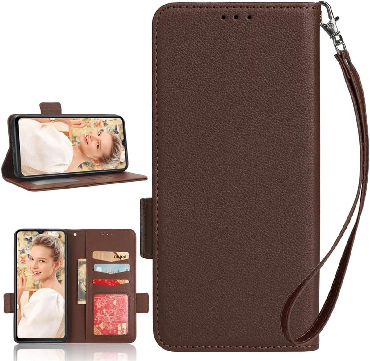 Lederen Wallet Case met Kaartsleuven en Kickstand voor Oppo Find X9 Pro - Bruin, Bescherming en Stijl