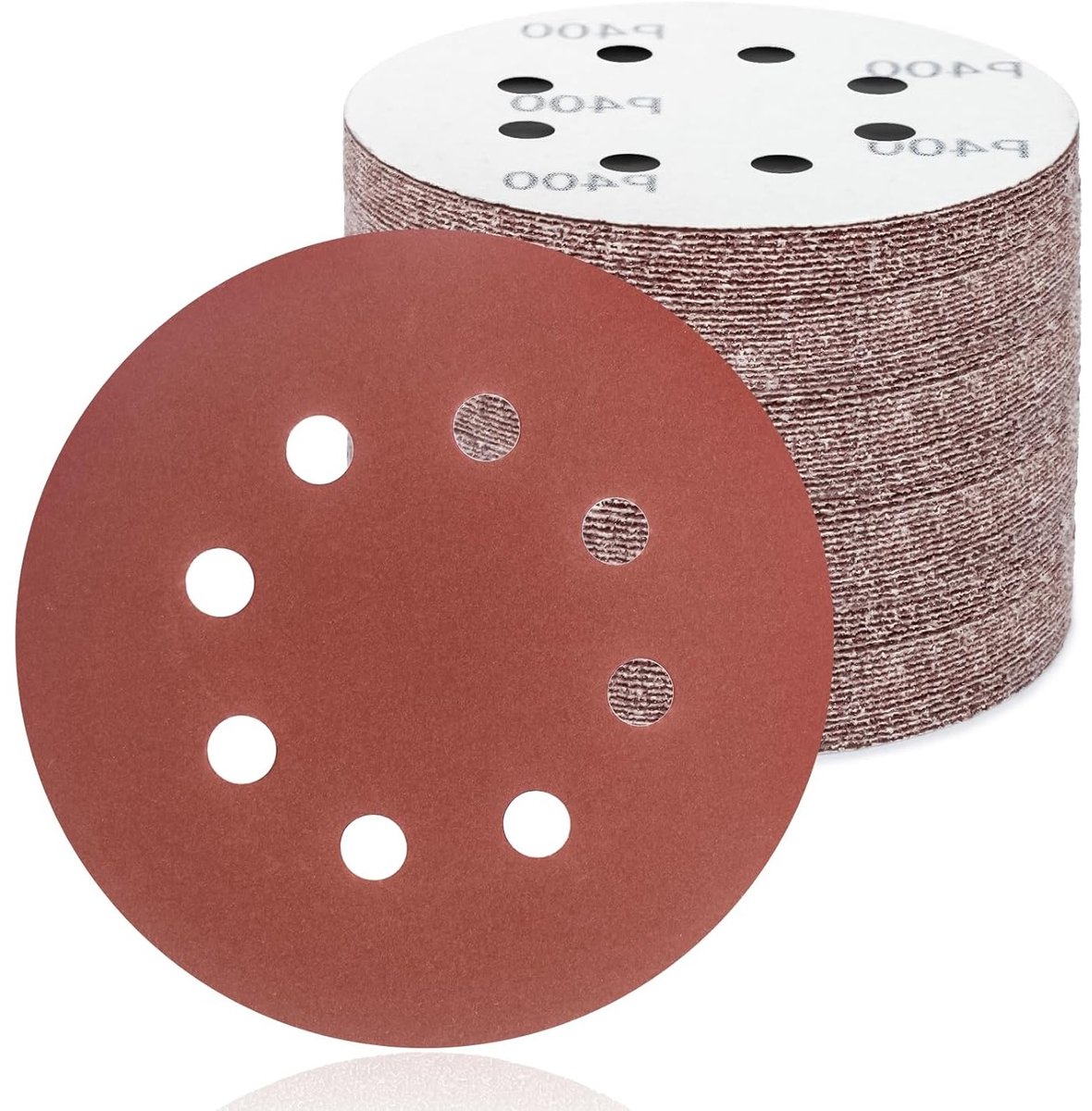 50 Stuks Schuurdiscs 125mm, Schuurpapier Pads met 8 Gaten voor Excentrische Schuurmachine, Granulatie 400