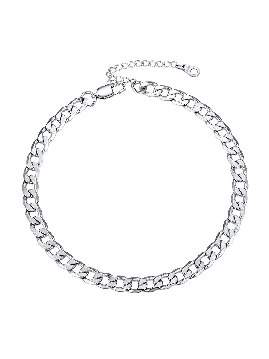 Dailygoods - Dailygoody - Cubaanse Link Enkelband - Verstelbaar - Goud Plated - Zomer Sieraden - Roestvrij Staal - Geschikt voor Volwassenen - 6mm Enkelband