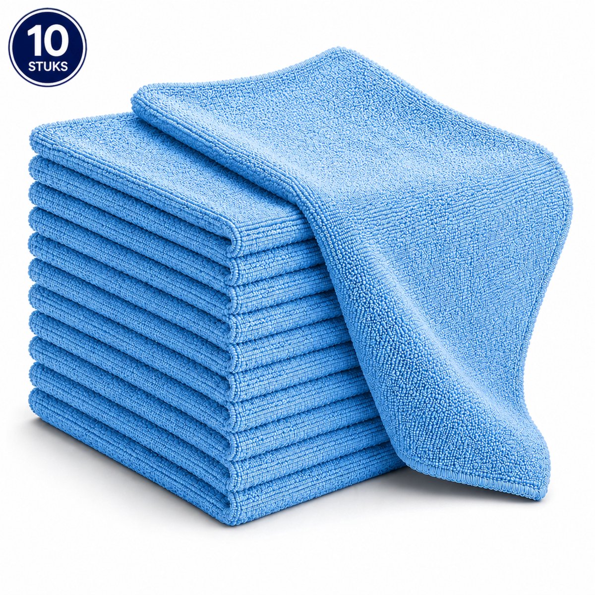 NaturaSterk Schoonmaakdoekjes Microvezeldoekjes – 15 Stuks – Blauw – 40 x 40 cm – 340 g/m² – Wasbare Herbruikbare Poetsdoeken voor Keuken Badkamer Glas Kantoor Horeca Auto