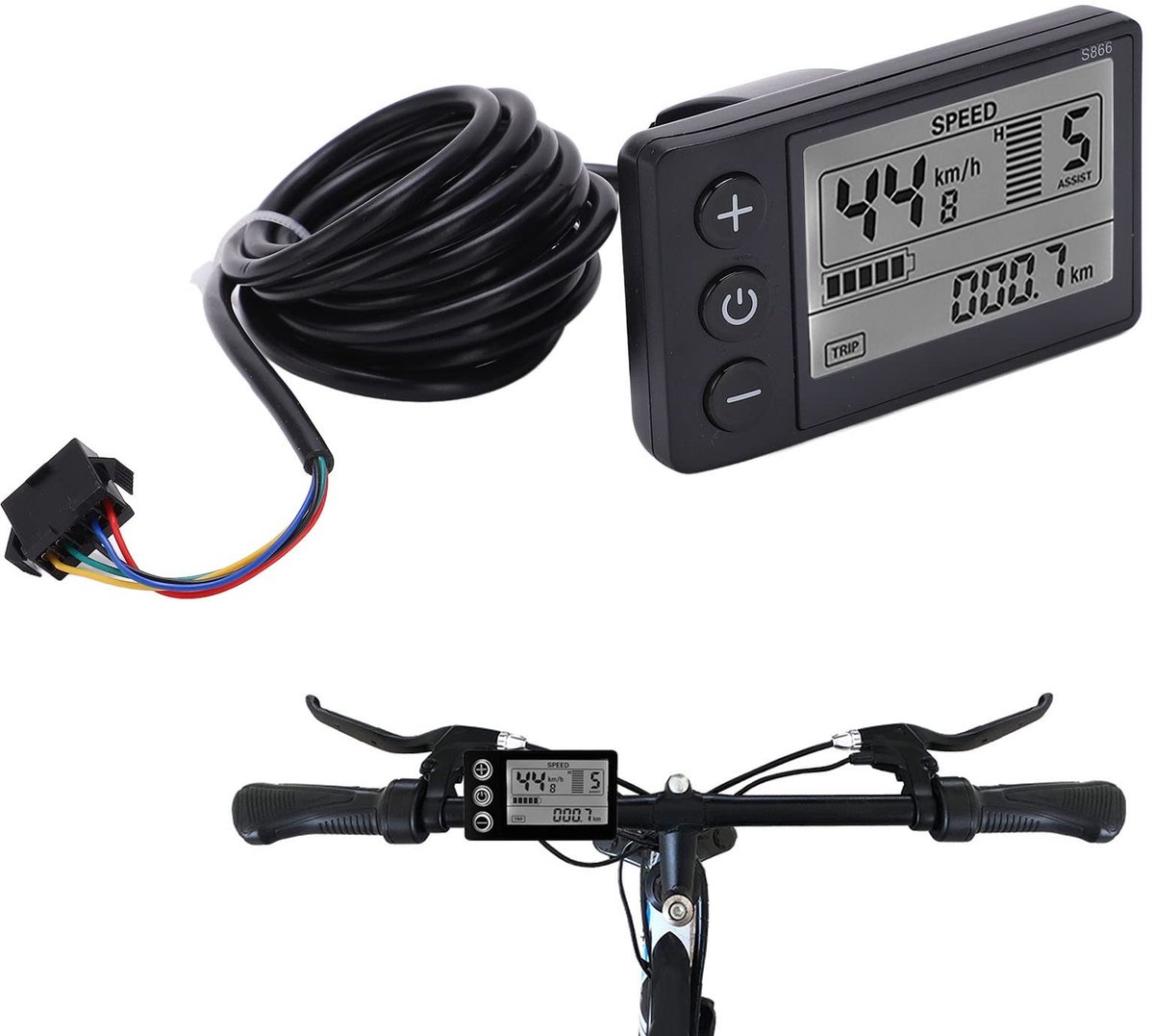 Dailygoods - Dailygoody - Fietscomputer - LCD-meter - Waterdicht - 24V 36V 48V - Kilometerteller - Geschikt voor elektrische fietsen - 22,2 mm