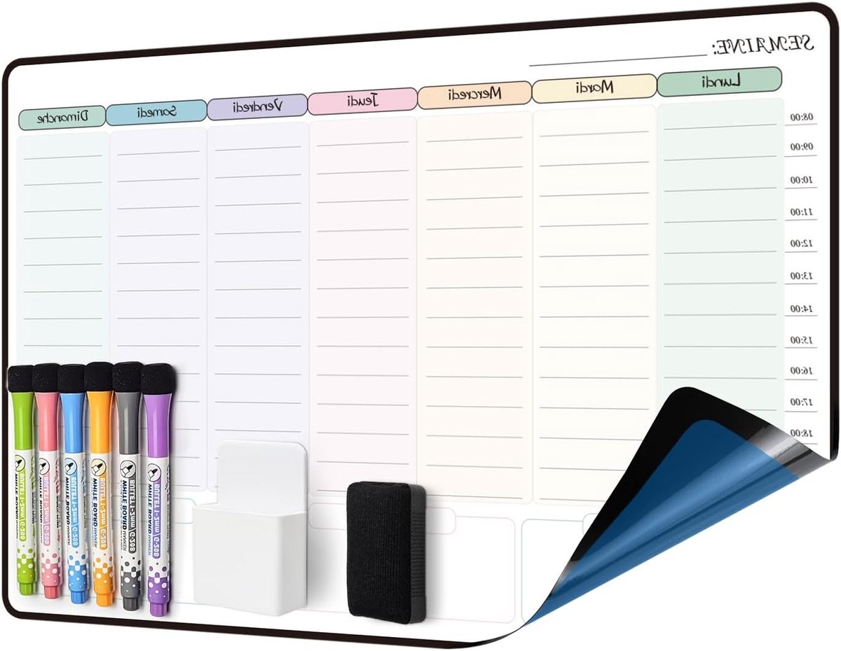 Witte Weekplanner voor Muur, Glas en Hout - 42 x 28 cm, Wasbaar en Zelfklevend, Ideaal voor Planning en Notities