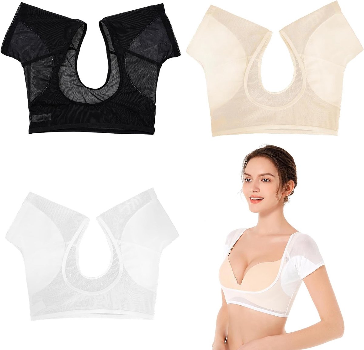 Set van 3 Ademende Onderarm Pads voor Dames - Absorberende Zweetpads voor Sport, Comfort en Bescherming