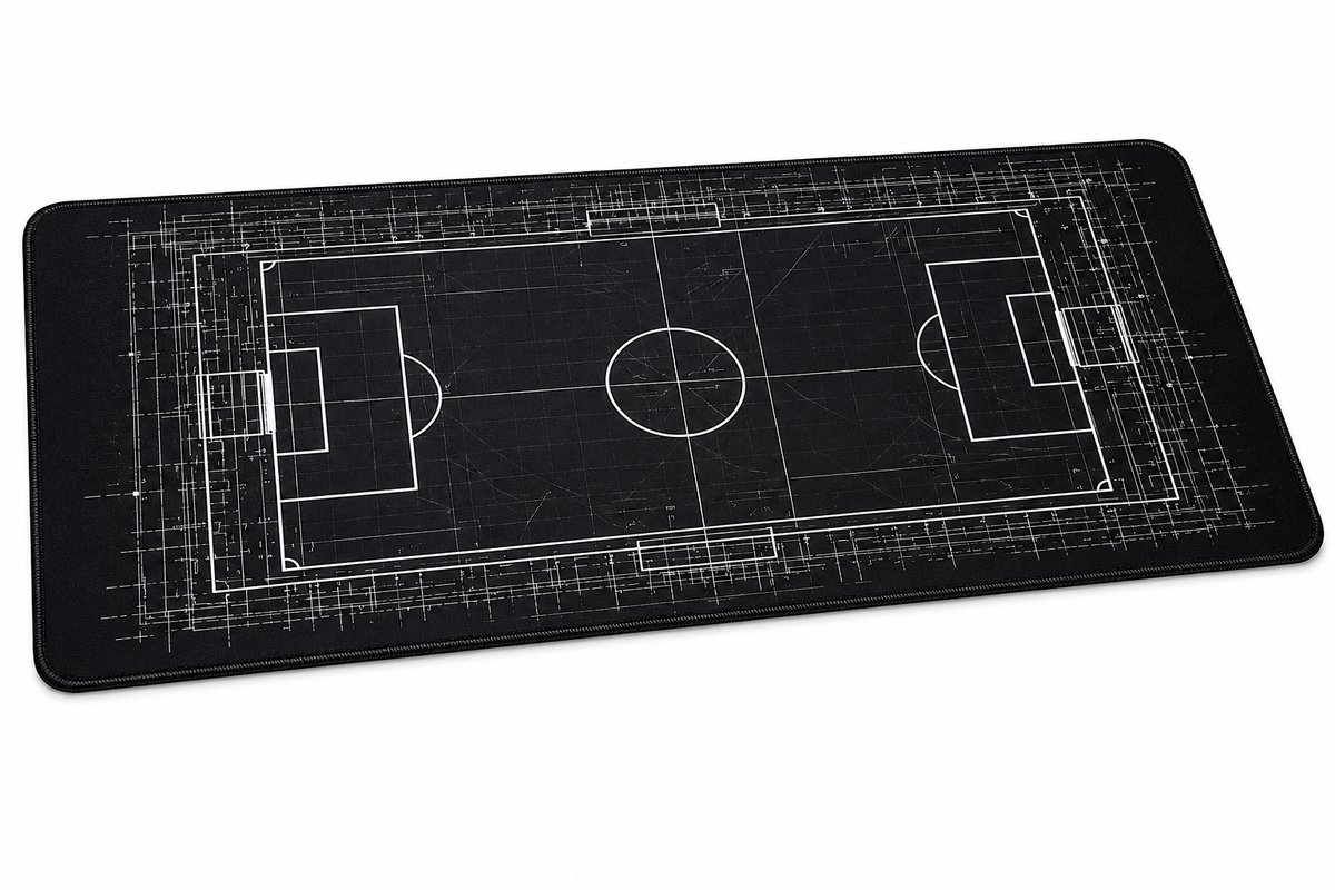 XXL Gaming Muismat Voetbal Veld Blueprint – 40x90 cm Muismat Deskmat