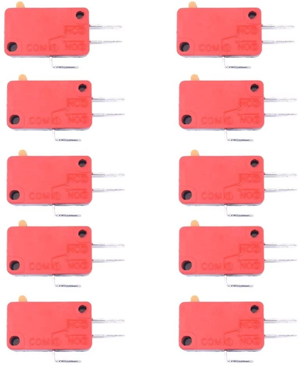 Dailygoods - Dailygoody - Rode Micro Schakelaar - 10 Stuks Micro Limiet Schakelaars - Duurzaam en Betrouwbaar - 3Pins Drukknop - Voor Arcade Mini Limit - Hoog