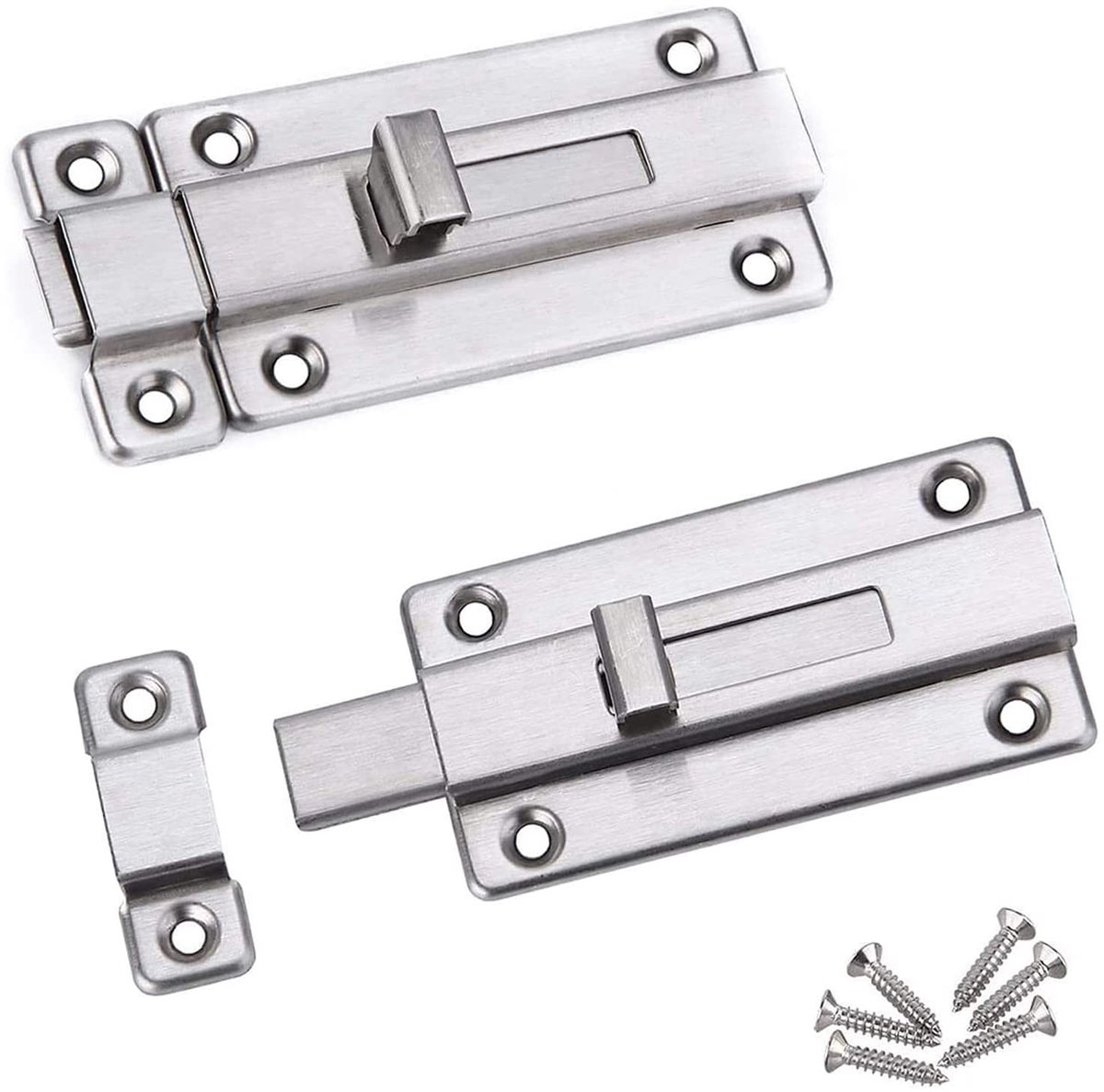 Dailygoods - Dailygoody - Roestvrijstalen Schuifslot - Veilige Deurvergrendeling - Eenvoudige Montage - Mini Boutgrendel - 2 Stuks
