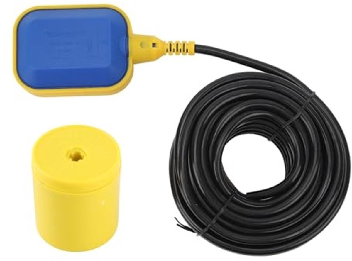 Dailygoods - Dailygoody - Vlotterschakelaar - Dompelpomp - Automatische besturing - Geel - Niveauschakelaar - Perfect voor zwembaden en vaten - 10 meter kabel