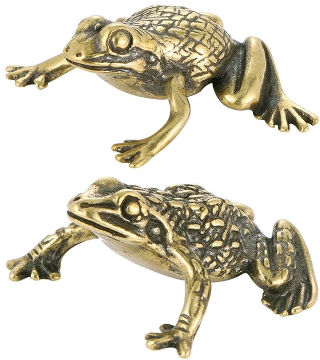 Dailygoods - Dailygoody - messing kikker - geluksmunt - compact design - goud - dierenbeeld - decoratie - kantoor - ornament