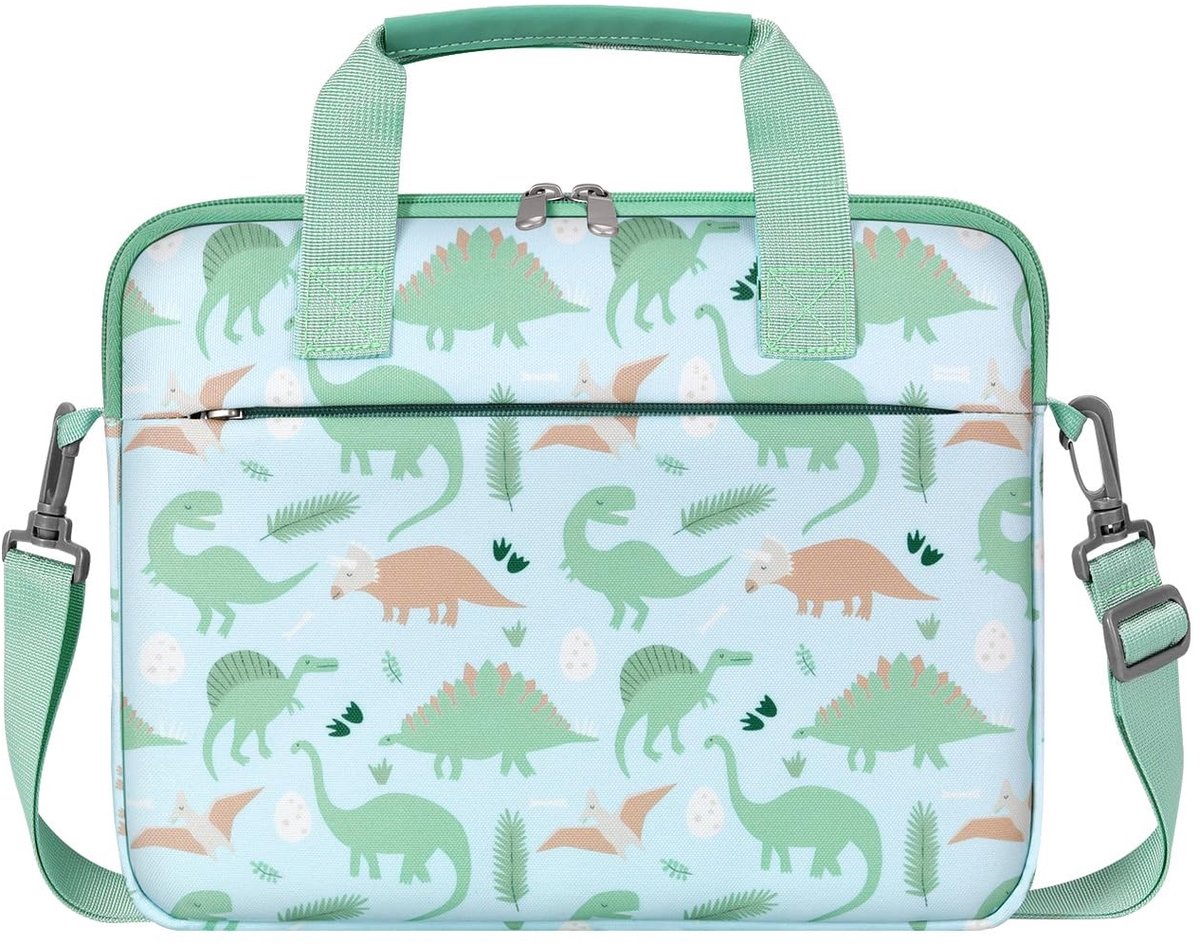 Dailygoods - Dailygoody - Tablethoes voor kinderen - Draagbaar en robuust - Groene dinosaurus - Geschikt voor Fire HD 10 Kids Pro - 12,5 inch - Kindvriendelijk ont...