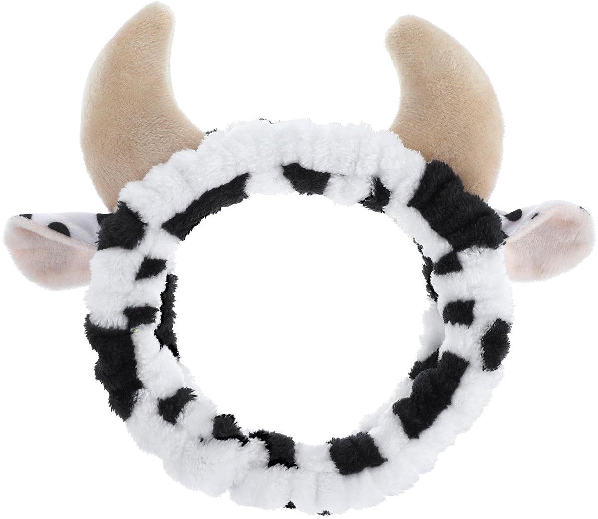 Dailygoods - Dailygoody - Make-uphoofdband met Koeienoren - Zacht en Comfortabel - Perfect voor Wassen van Gezicht - Zwart en Wit - Cosplay en Feestjes - Geschikt